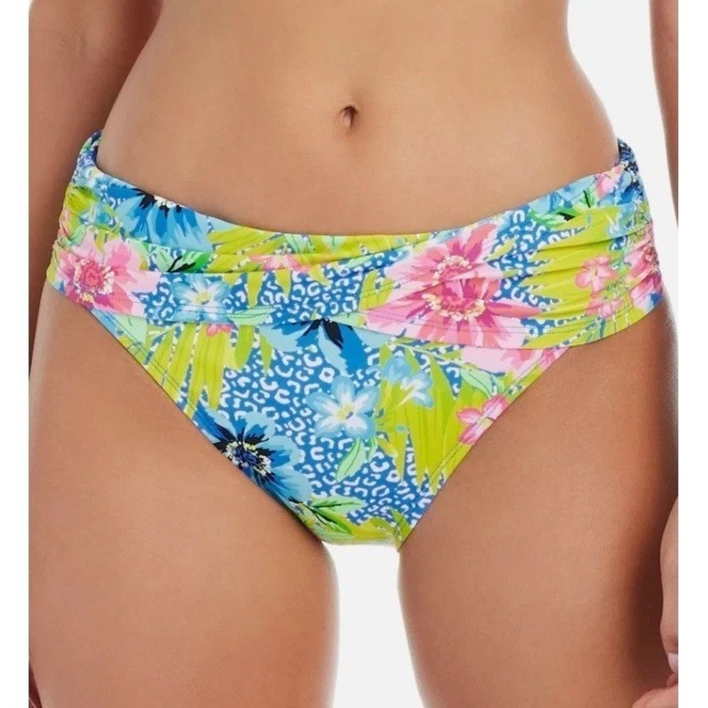 Bleu By Rod Beattie Get Away Sarong Hipster Bikini Bottoms Blue Multi 6 NWT $59